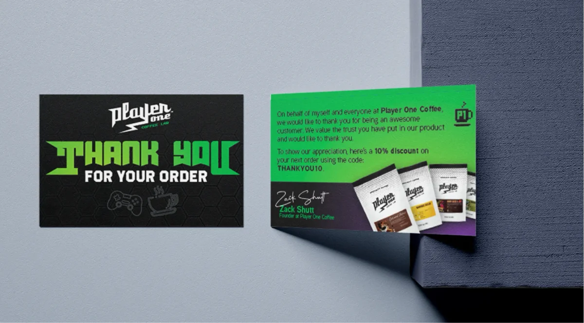 Player One Coffee retail and marketing mockup overview